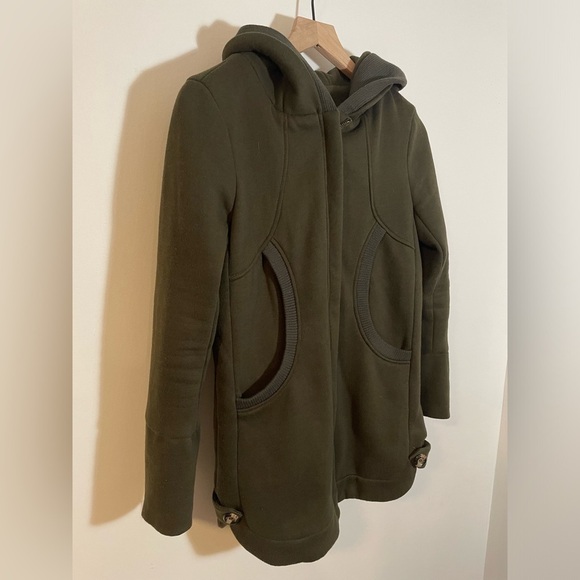 Women’s Olive Green Hooded Sweatshirt Jacket Full Zip Size 2 - Picture 3 of 13